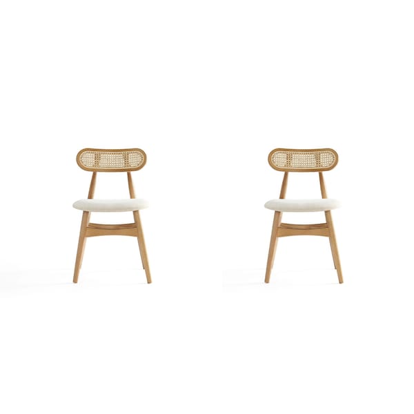 Manhattan Comfort Colbert Dining Chair in Nature and Cane with Oatmeal Upholstered Seating, Set of 2 DCCA02-OM - main
